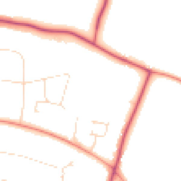 Daytime road noise heatmap for LE2 2GQ