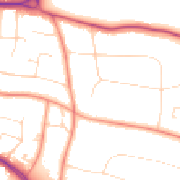 Daytime road noise heatmap for LE2 2HR