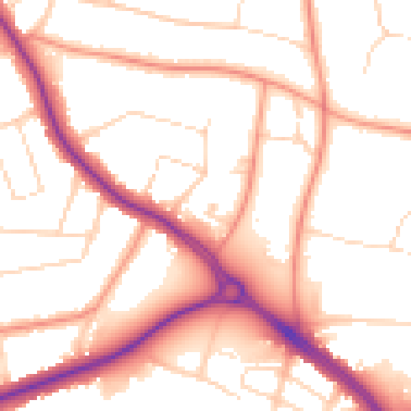 Daytime road noise heatmap for LE2 2LA