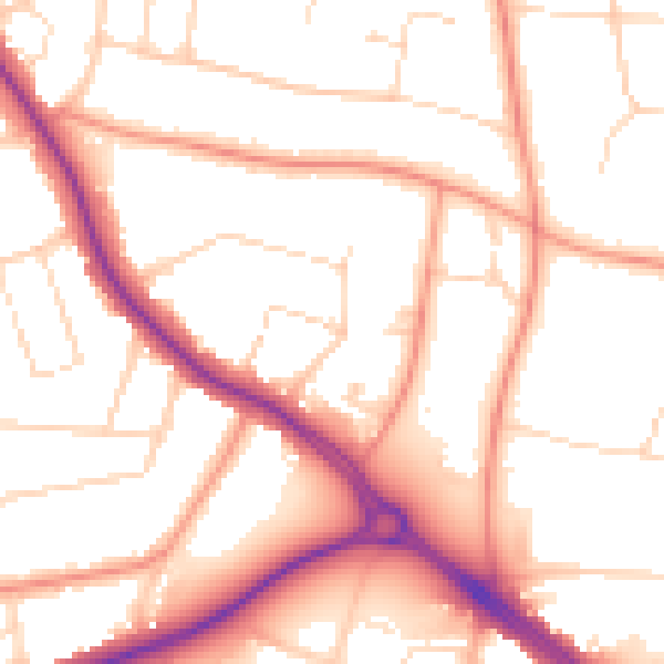 Daytime road noise heatmap for LE2 2PA