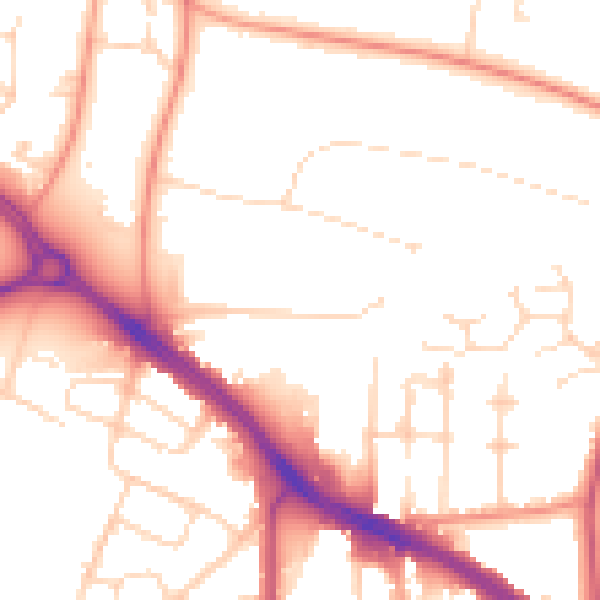Daytime road noise heatmap for LE2 2PD