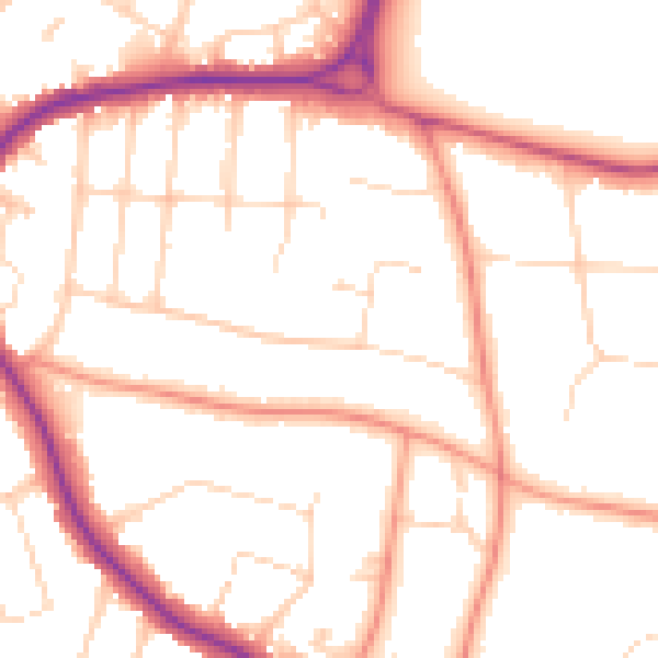 Daytime road noise heatmap for LE2 2RF