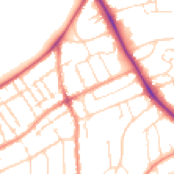 Daytime road noise heatmap for LE2 3AH