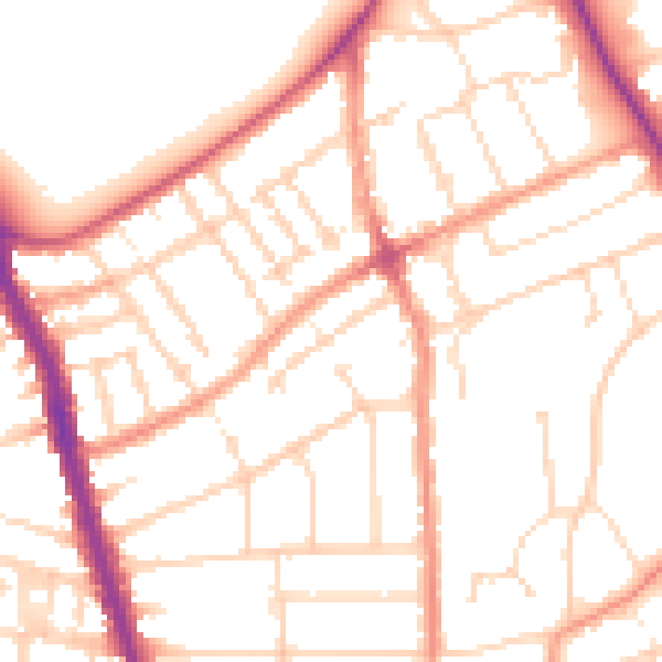 Daytime road noise heatmap for LE2 3BW