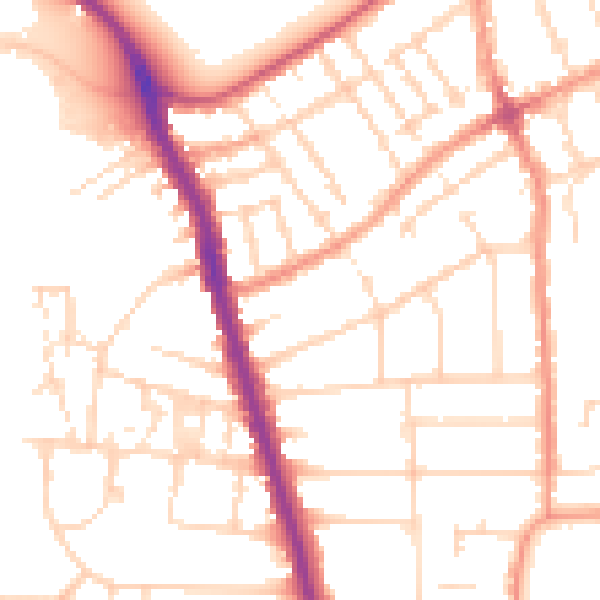 Daytime road noise heatmap for LE2 3EL