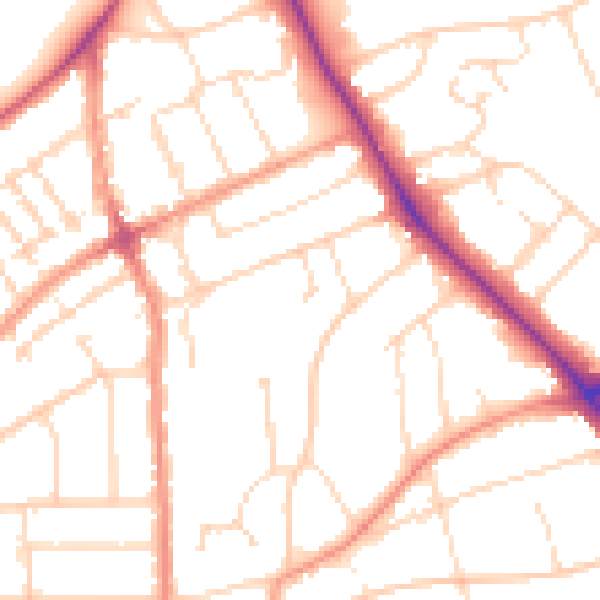 Daytime road noise heatmap for LE2 3EU