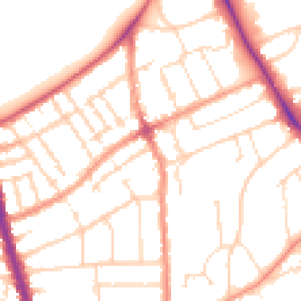 Daytime road noise heatmap for LE2 3FL