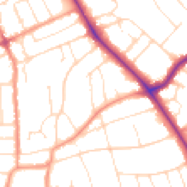 Daytime road noise heatmap for LE2 3HE