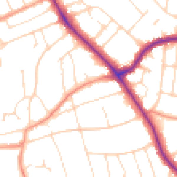 Daytime road noise heatmap for LE2 3HH