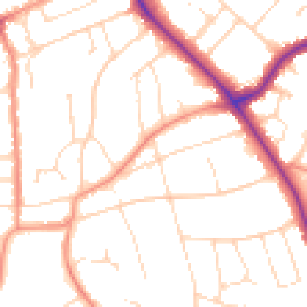 Daytime road noise heatmap for LE2 3JA