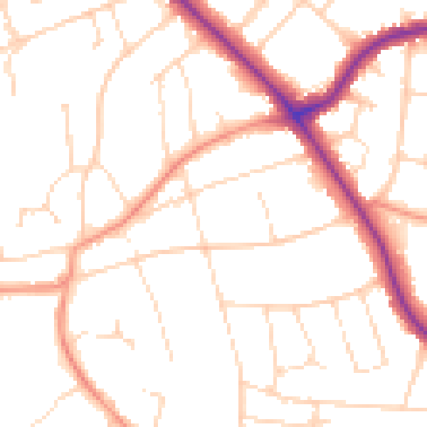 Daytime road noise heatmap for LE2 3JZ