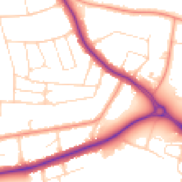 Daytime road noise heatmap for LE2 3LR