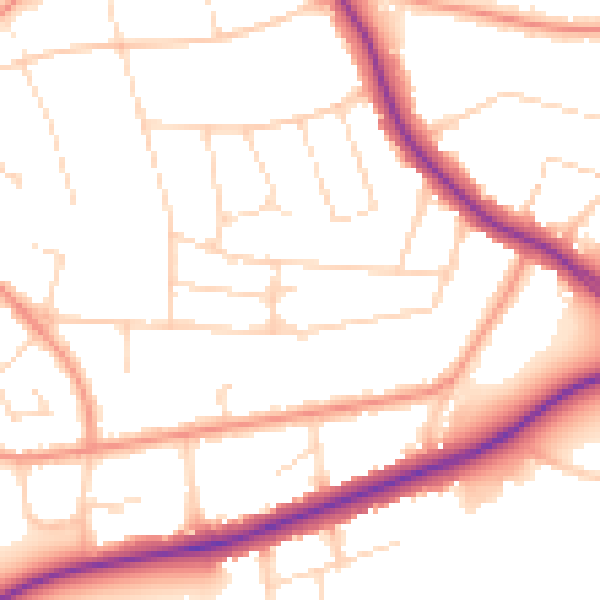 Daytime road noise heatmap for LE2 3LW