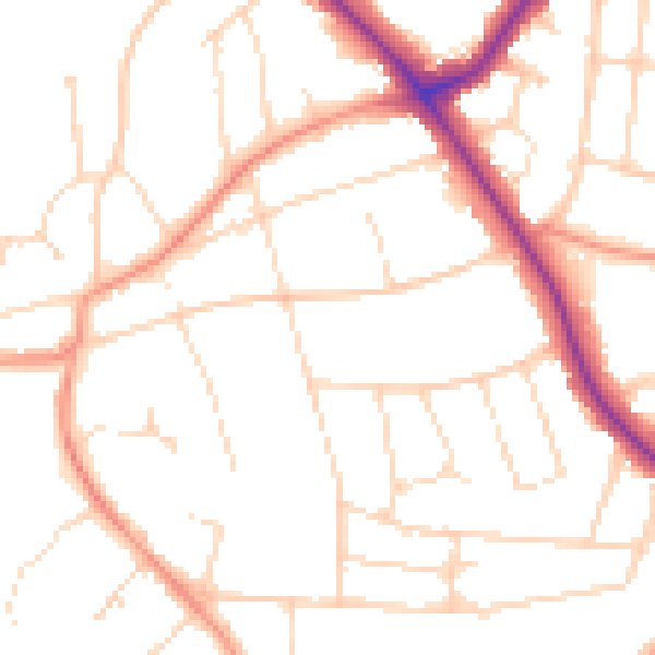 Daytime road noise heatmap for LE2 3NG