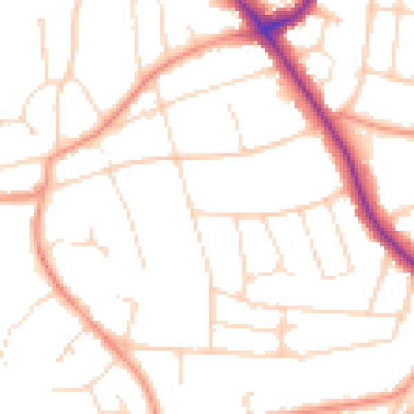 Daytime road noise heatmap for LE2 3NH