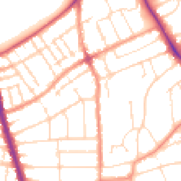 Daytime road noise heatmap for LE2 3NX