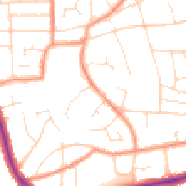 Daytime road noise heatmap for LE2 3PF