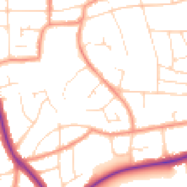 Daytime road noise heatmap for LE2 3PQ