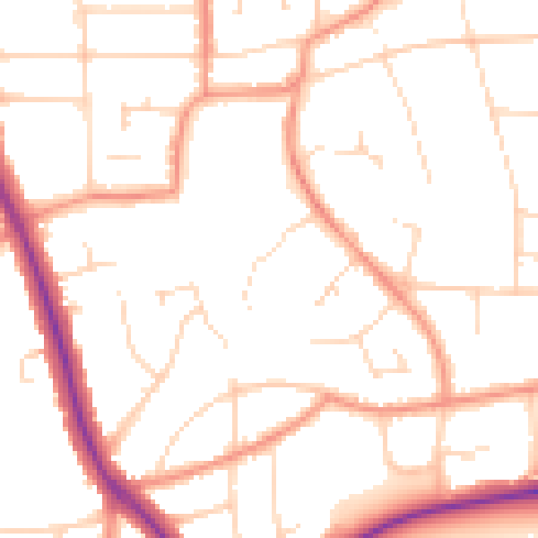 Daytime road noise heatmap for LE2 3PZ