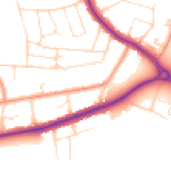 Daytime road noise heatmap for LE2 3QE