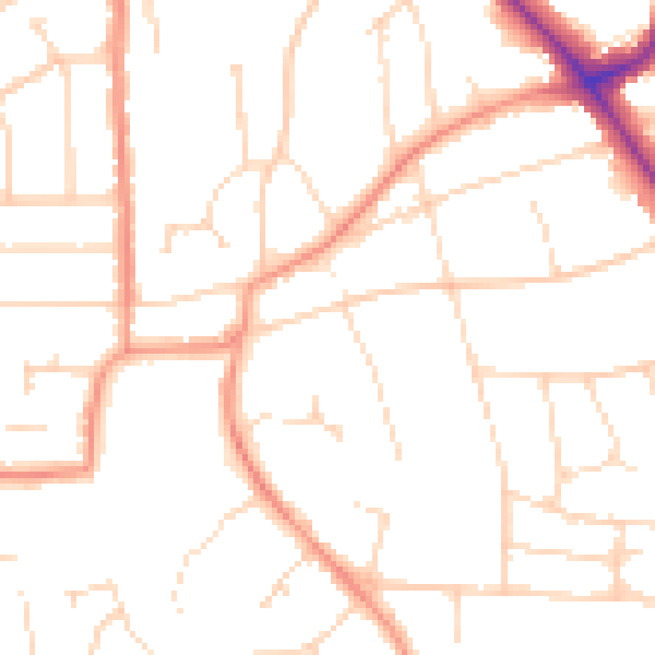 Daytime road noise heatmap for LE2 3TD