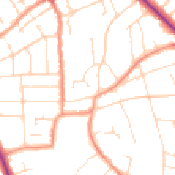 Daytime road noise heatmap for LE2 3UD