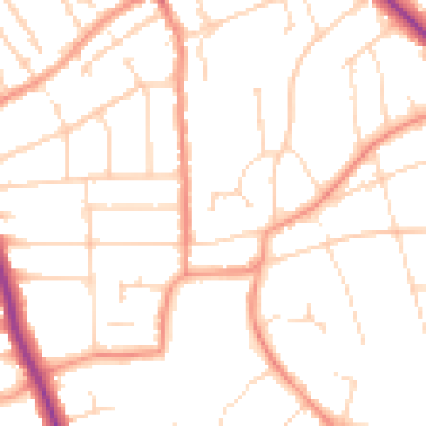 Daytime road noise heatmap for LE2 3UE