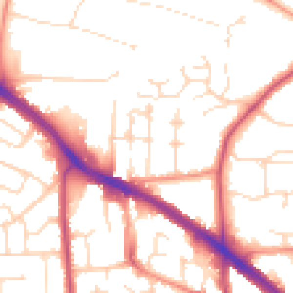 Daytime road noise heatmap for LE2 4DA