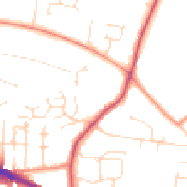 Daytime road noise heatmap for LE2 4FA