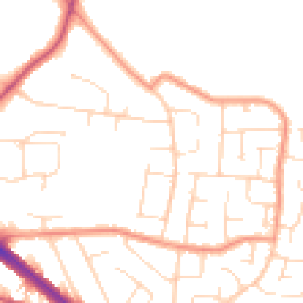 Daytime road noise heatmap for LE2 4HB