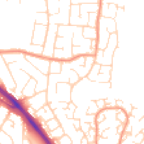 Daytime road noise heatmap for LE2 4JB