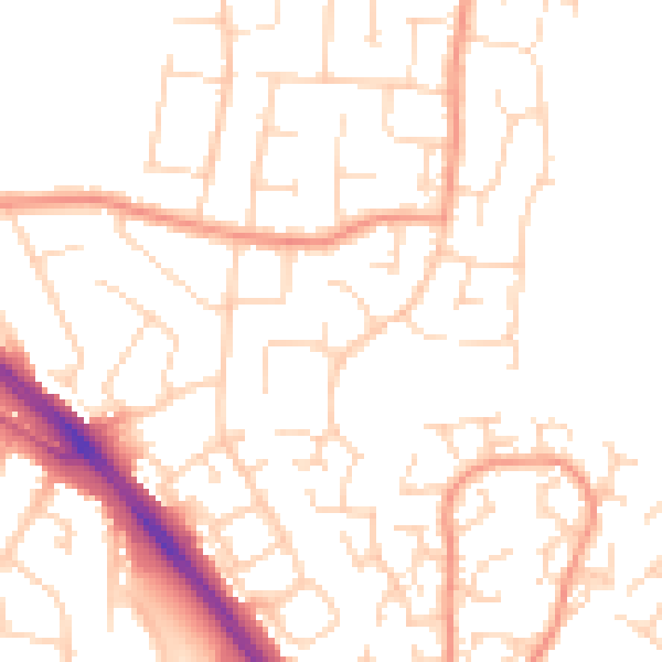 Daytime road noise heatmap for LE2 4JD