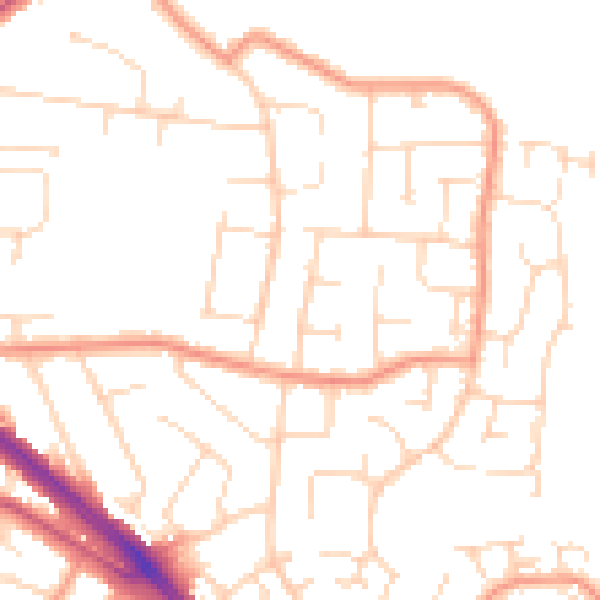 Daytime road noise heatmap for LE2 4ND