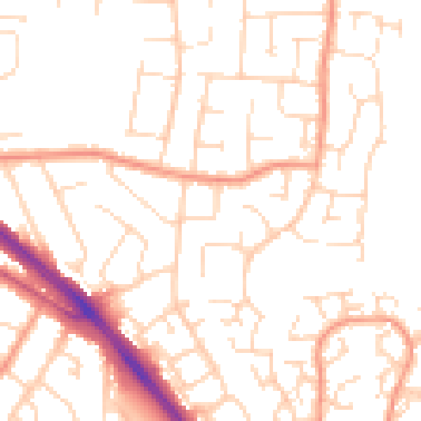 Daytime road noise heatmap for LE2 4PA