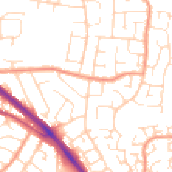 Daytime road noise heatmap for LE2 4PB