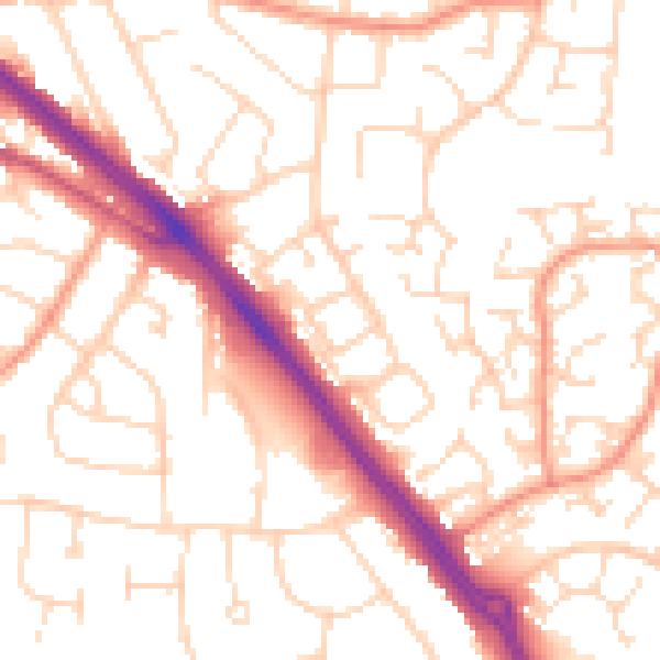 Daytime road noise heatmap for LE2 4RA