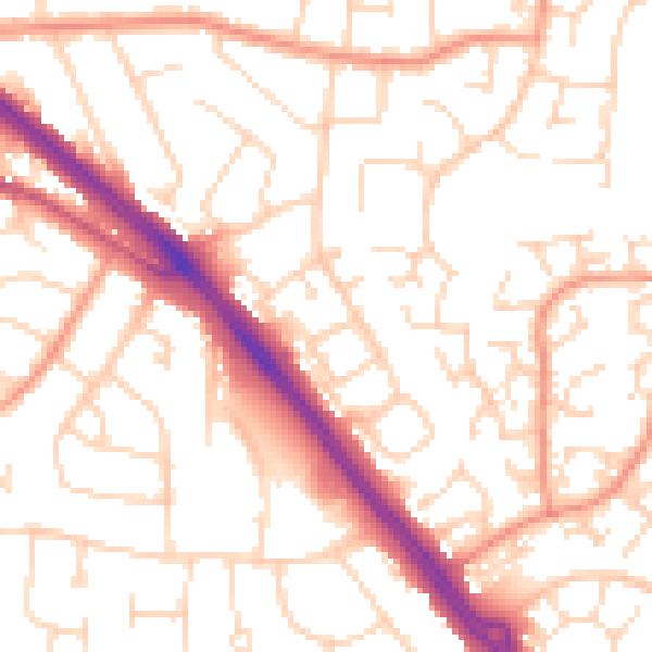 Daytime road noise heatmap for LE2 4RB