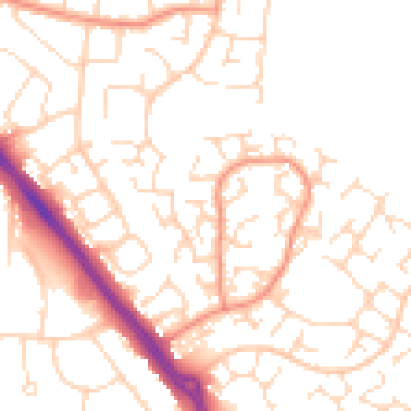 Daytime road noise heatmap for LE2 4SP