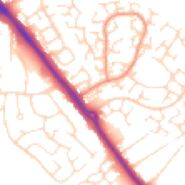 Daytime road noise heatmap for LE2 4SX