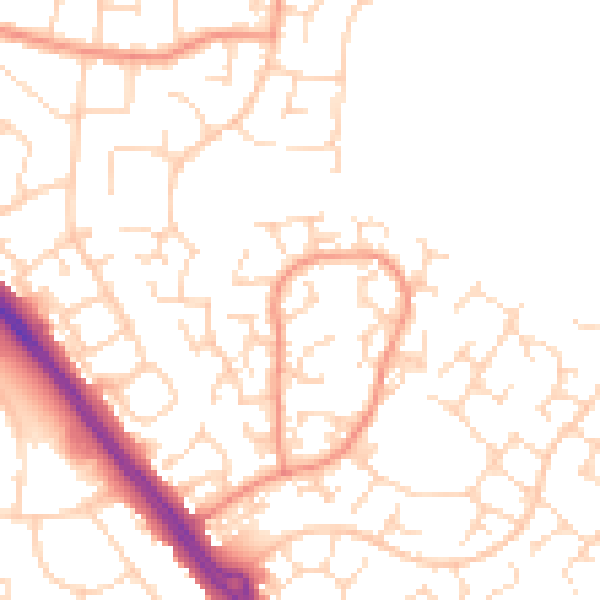 Daytime road noise heatmap for LE2 4SZ