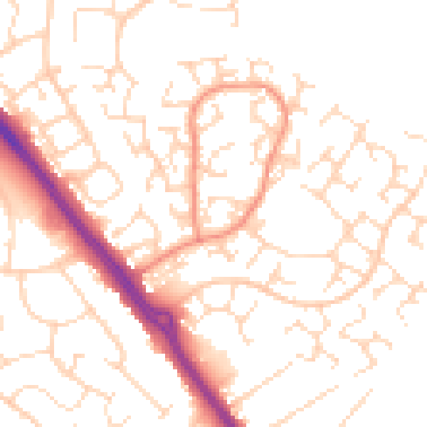 Daytime road noise heatmap for LE2 4TA