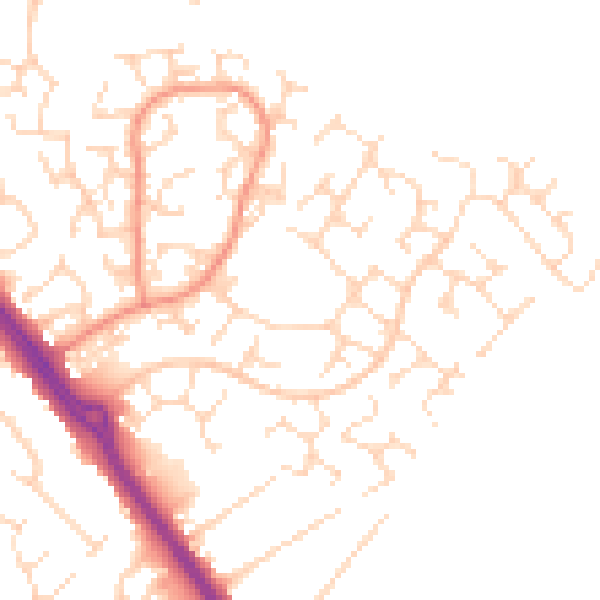 Daytime road noise heatmap for LE2 4TY
