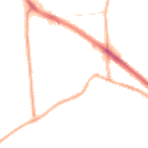 Night-time road noise heatmap for LE2 5AD