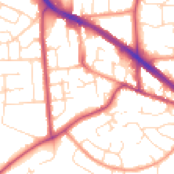 Daytime road noise heatmap for LE2 5AJ