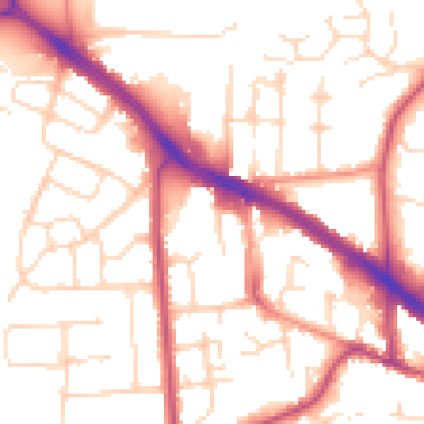 Daytime road noise heatmap for LE2 5AT