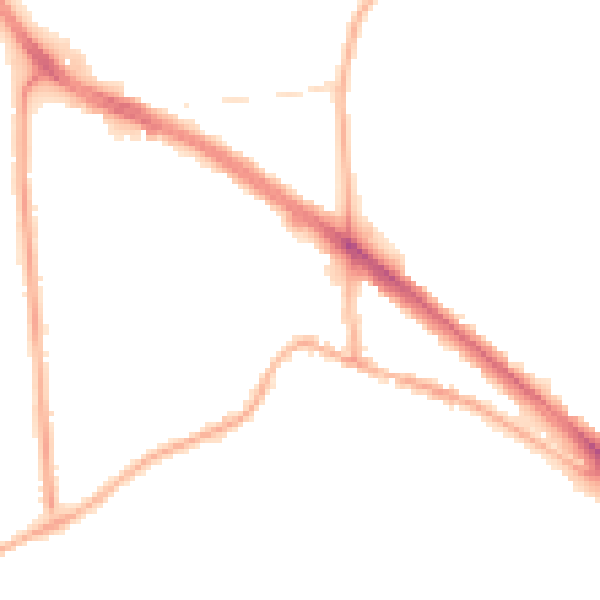 Night-time road noise heatmap for LE2 5DA