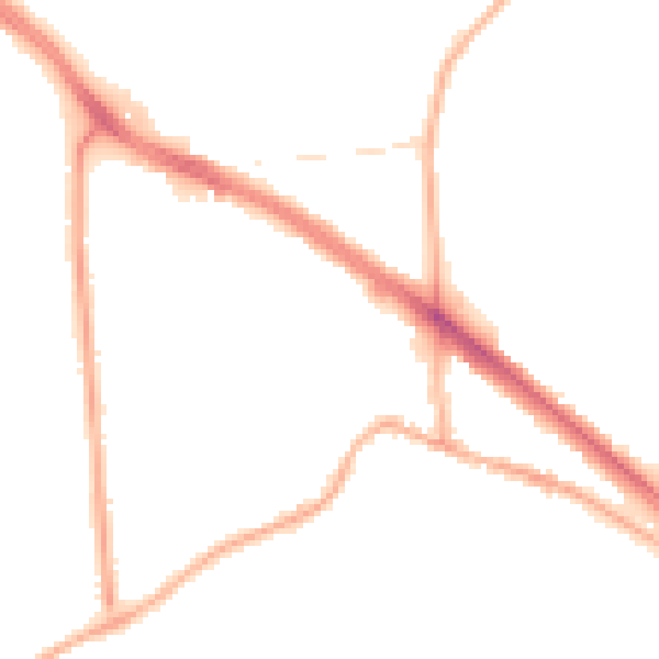 Night-time road noise heatmap for LE2 5DB