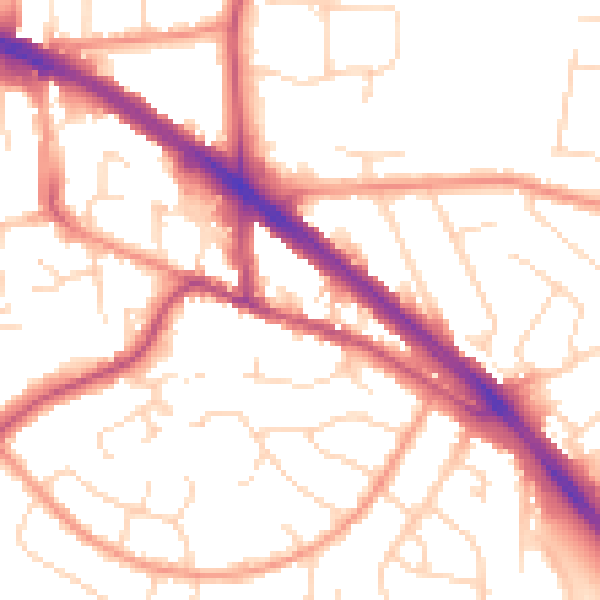 Daytime road noise heatmap for LE2 5DN