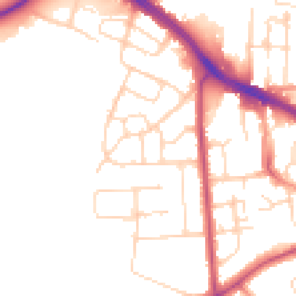 Daytime road noise heatmap for LE2 5FA