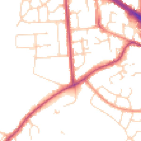 Daytime road noise heatmap for LE2 5HF